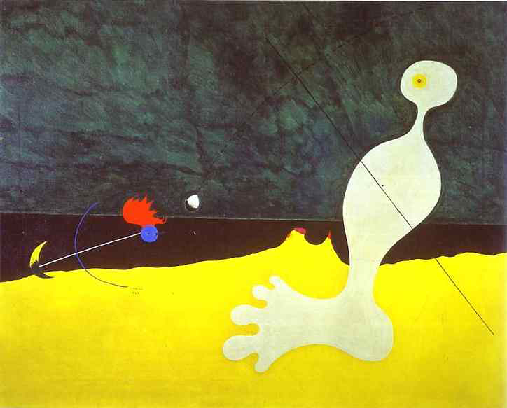 Хуан Миро (Joan Miro). Человек, бросающий камень в птицу (Person Throwing a Stone at a Bird)